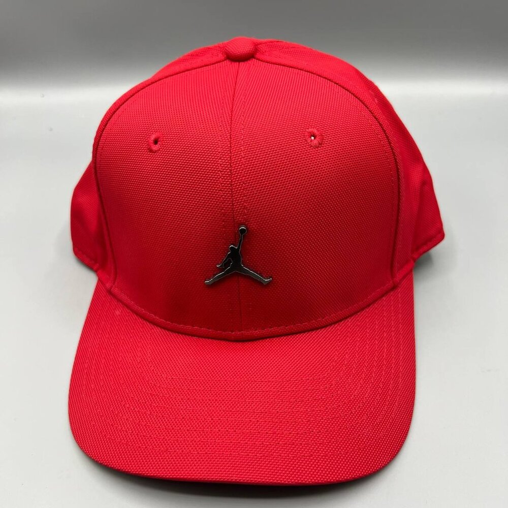 Air Jordan Hat Men Red Metal Logo Jumpman Strap Back Cap